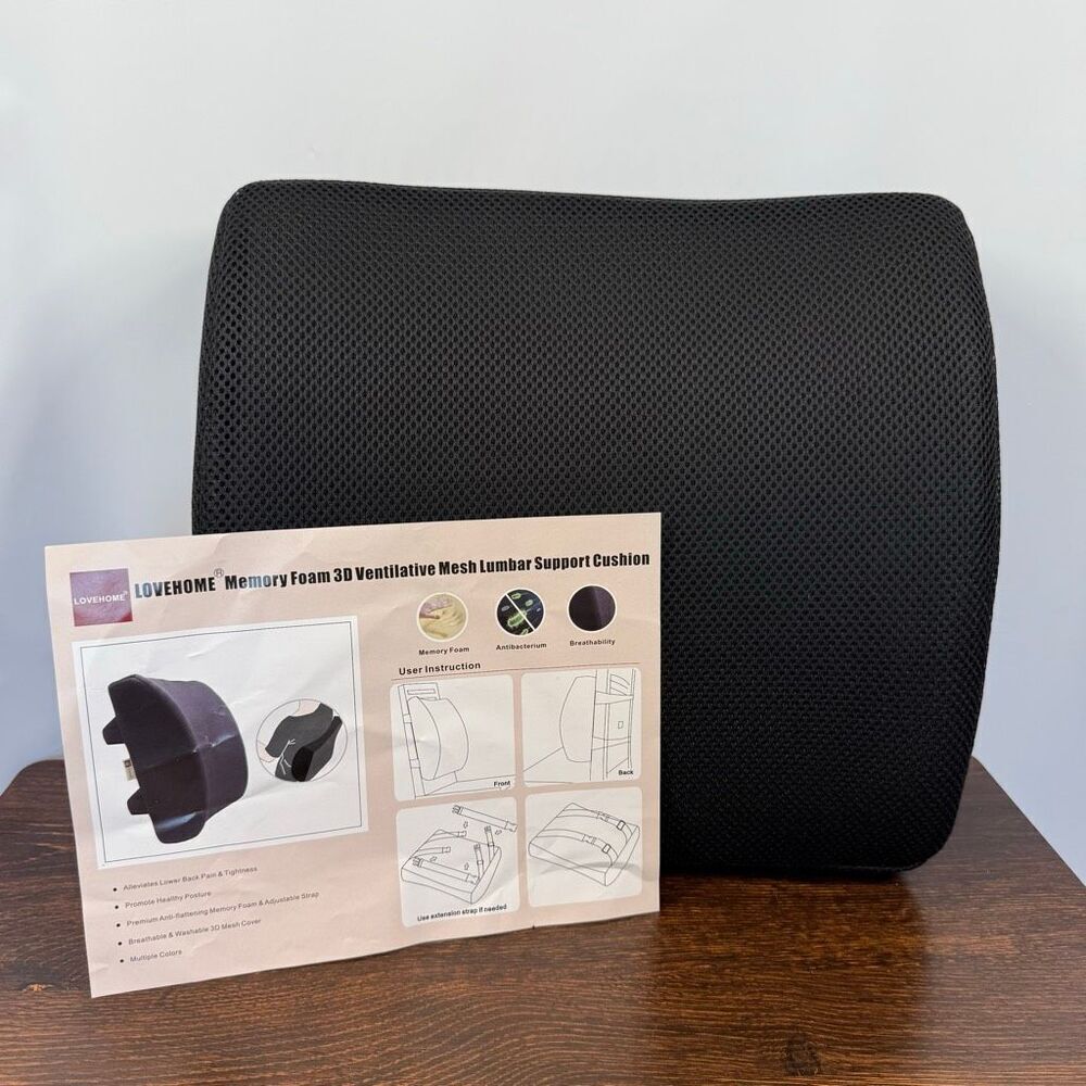 LOVEHOME Lumbar Pillow Back Support Memory Foam 13x13x4 NWOT